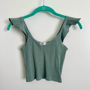 Vestique green fitted crop top (size M)